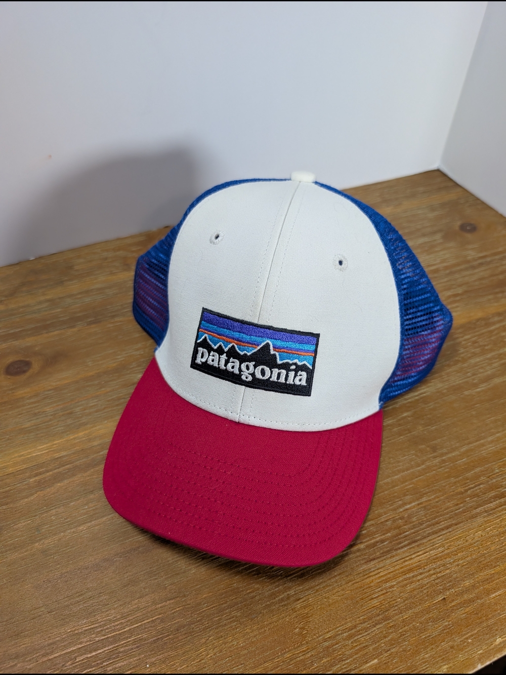 Patagonia Colorblock Trucker Hat - White, Blue & Magenta